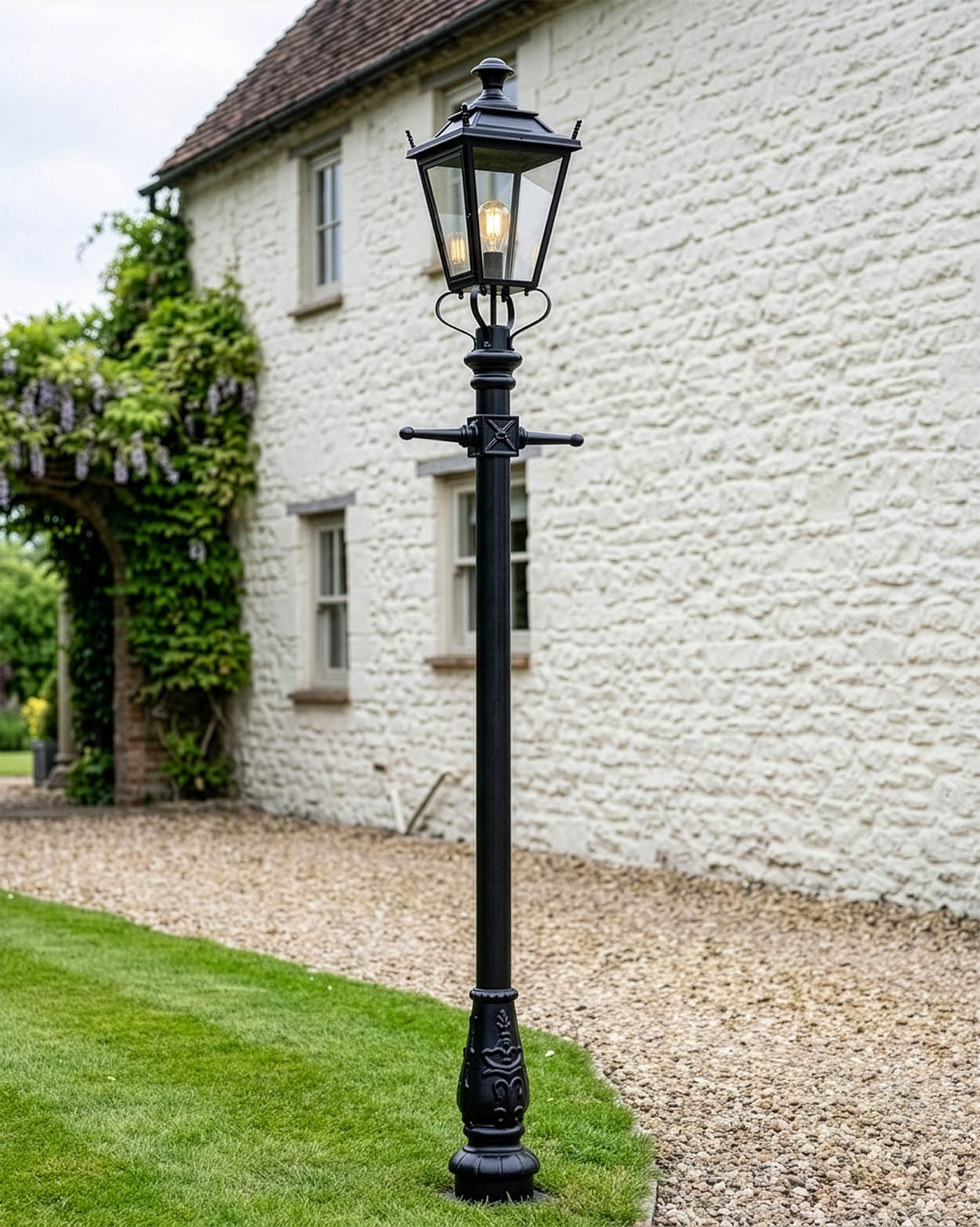 Traditional Black Dorchester Garden Lamp Post Digital Illustration