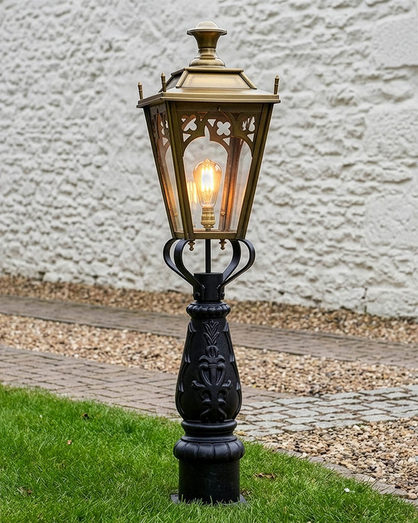 Antique Brass Gothic Low Level Garden Light