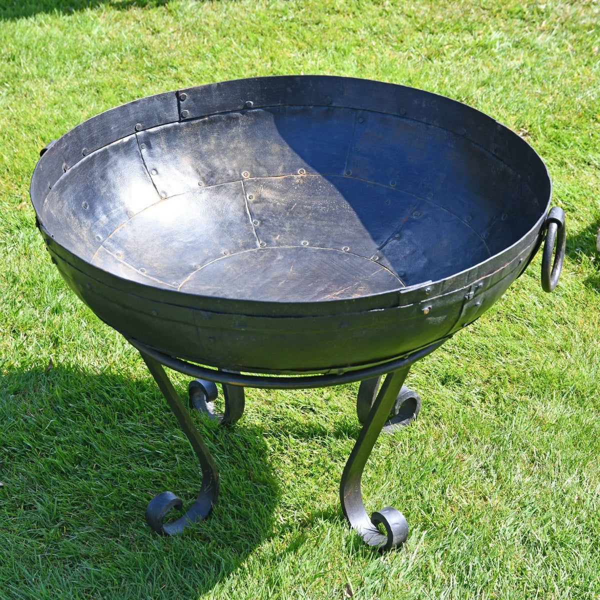 View of inside 70cm Iron Kadai Fire Bowl 