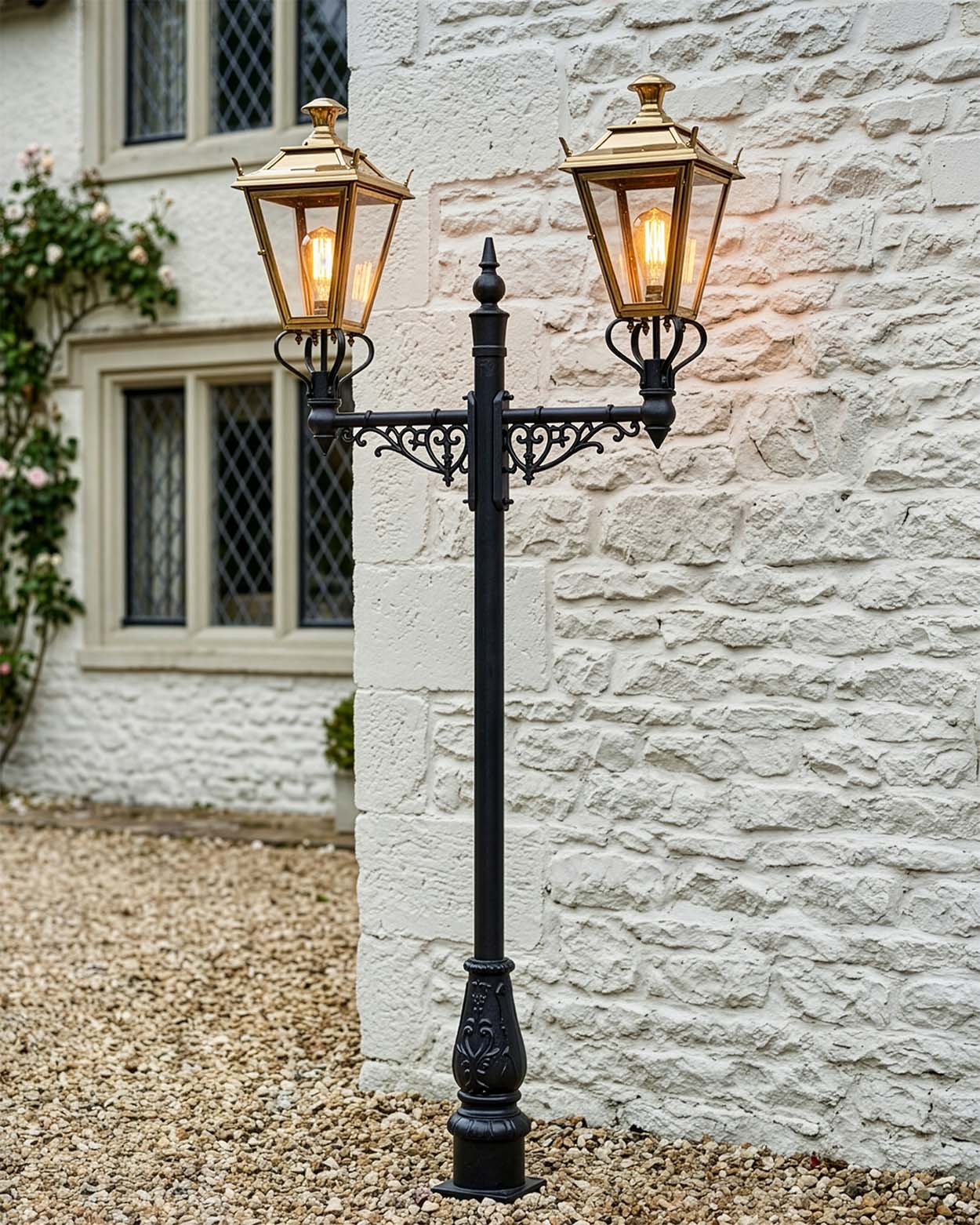 Antique Brass Dorchester Double Head Lamp Post Digital Illustration