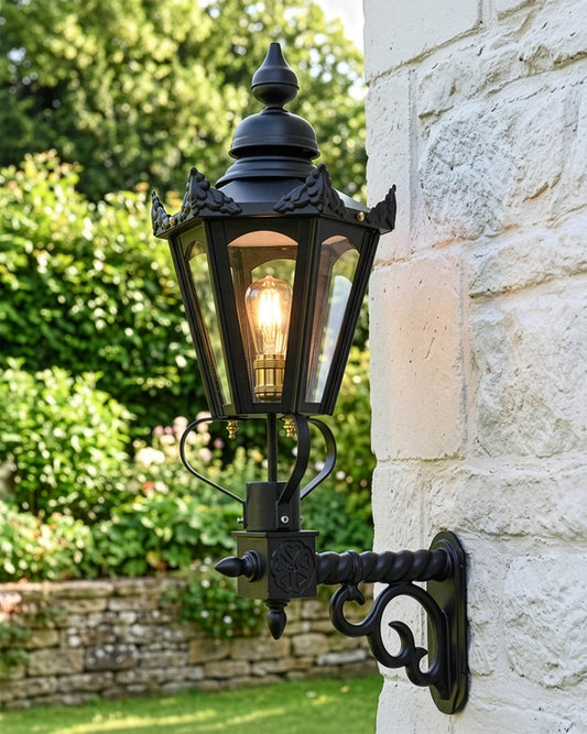 Medium Black Hexagonal Victorian Wall Light Digital Illustration