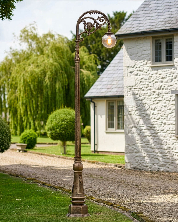 3.1m Antique Gold Globe Cast Iron Lamp Post
