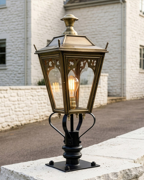 Antique Brass 'Canterbury' Entrance Pillar Light - 90cm