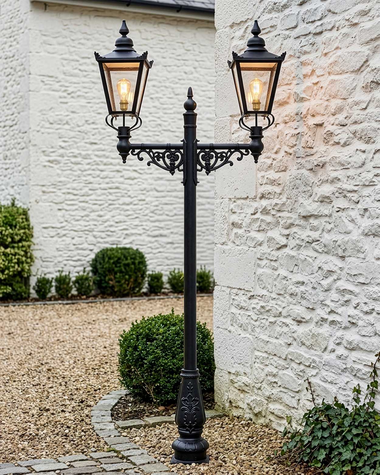 Dual Headed Victorian Lamp Post Digital Illustration 