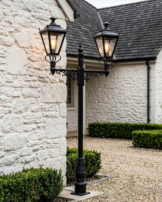 Black 'Dorchester' Double Head Lamp Post Digital Illustration