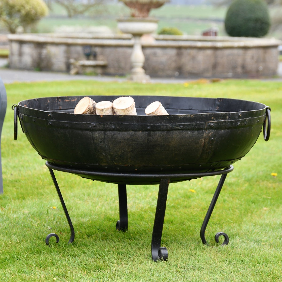 Iron Kadai Fire Bowl with Wood 