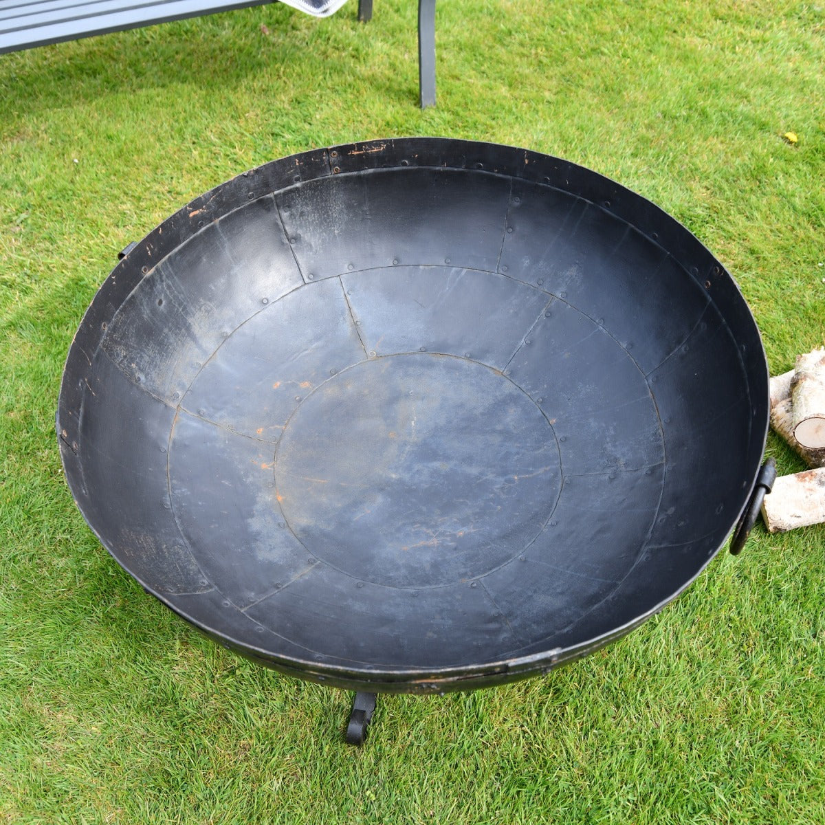 View of inside 90cm Kadai Iron Fire Bowl 