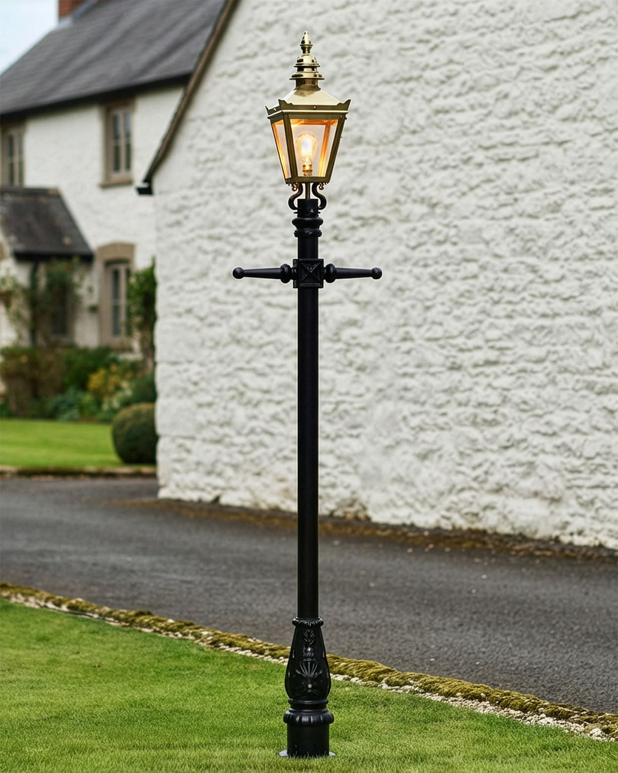 Large Victorian Brass Hexagon Lamp Post Digital Illustration