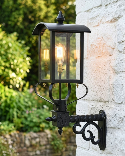 Black Curved Top Victorian Garden Wall Light Digital Illustration