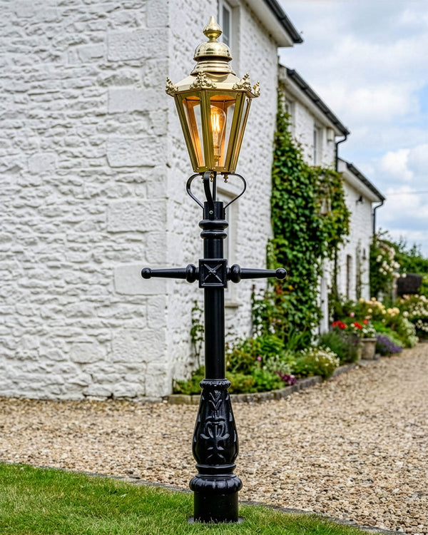 Brass Hexagonal Miniature Lamp Post - 1.5m
