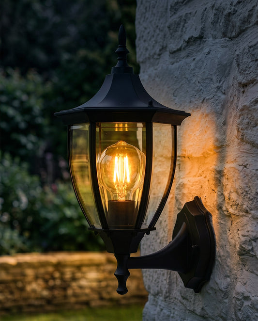 'ALDERNEY' TRADITIONAL OUTDOOR BOTTOM FIX WALL LANTERN DIgital Illustration At Night