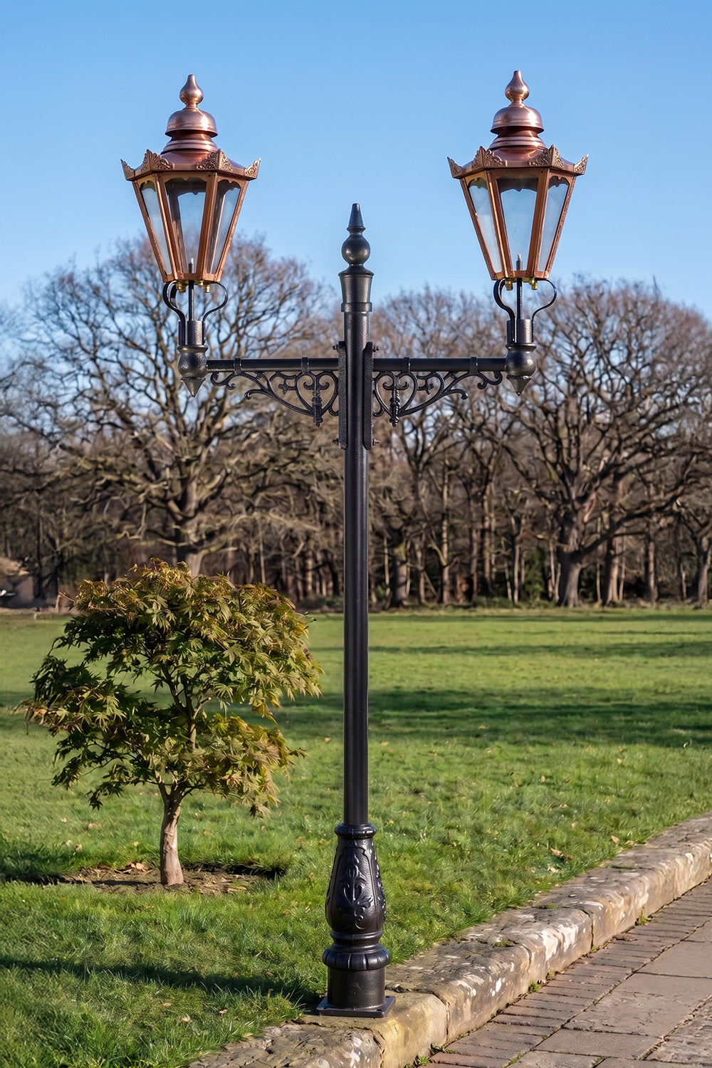 Copper Hexagonal Dual Head Lamp Post