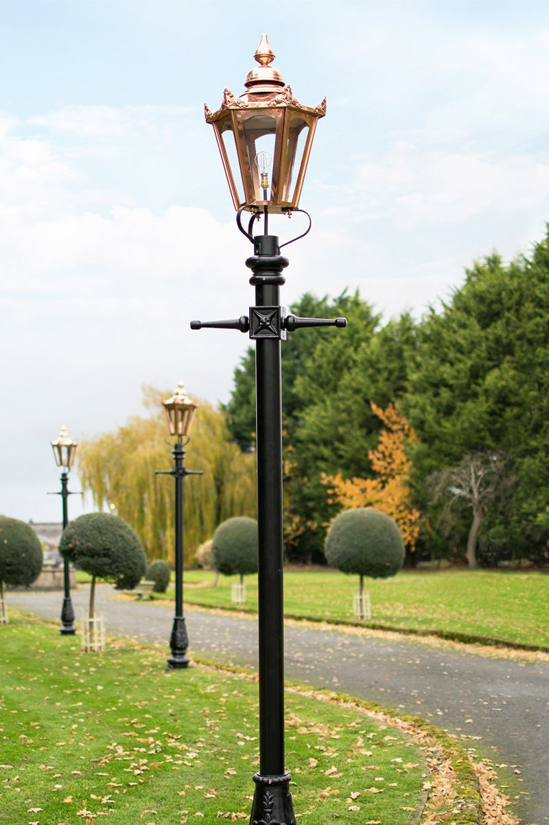 Hexagonal Garden Lamp Post Finished In Copper