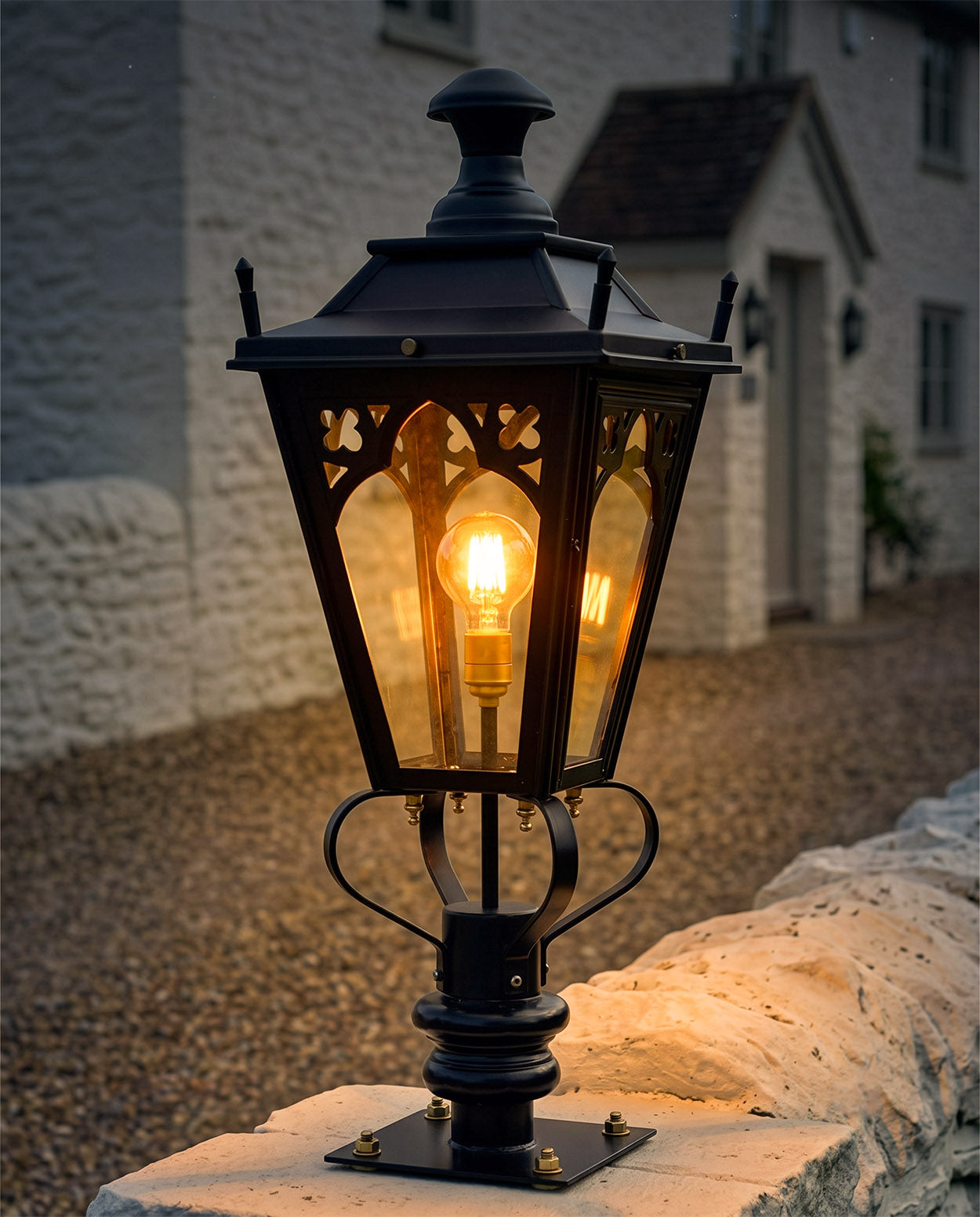 Black 'Canterbury' Entrance Pillar Light - 81cm Digital Illustration At Night