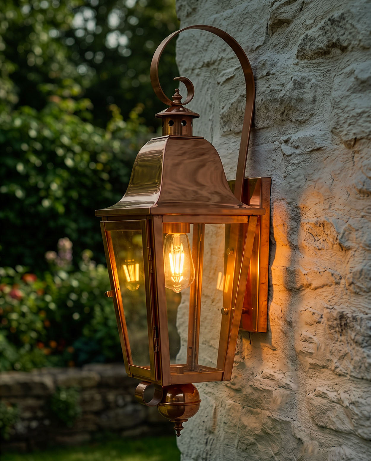 'Devonshire' Antique Copper Lantern Digital Illustration At Night