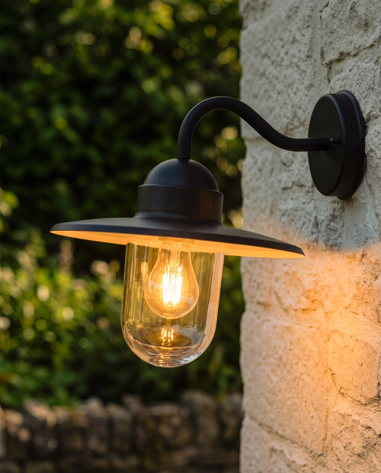 'Soho' Black Contemporary Exterior Wall Light Digital Illustration AT Night 