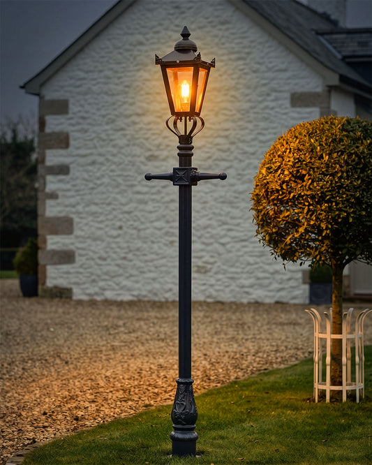 Dark Green Victorian Garden Lamp Post 2.3m Digital Illustration At Night