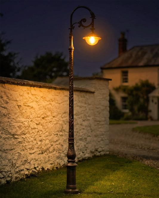 3m Antique Gold Gothic Cast Iron Lamp Post Digital Illustration At Night