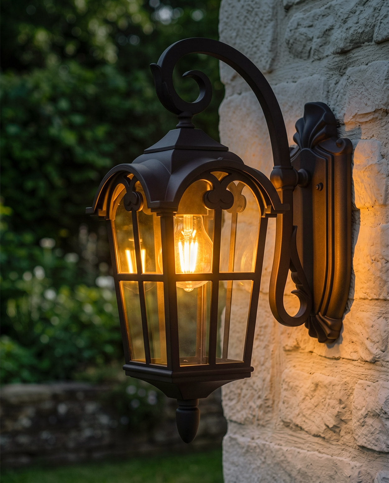 'VICTORIA' BRONZE TRADITIONAL TOP FIX OUTDOOR WALL LANTERN Digital Illustration At Night