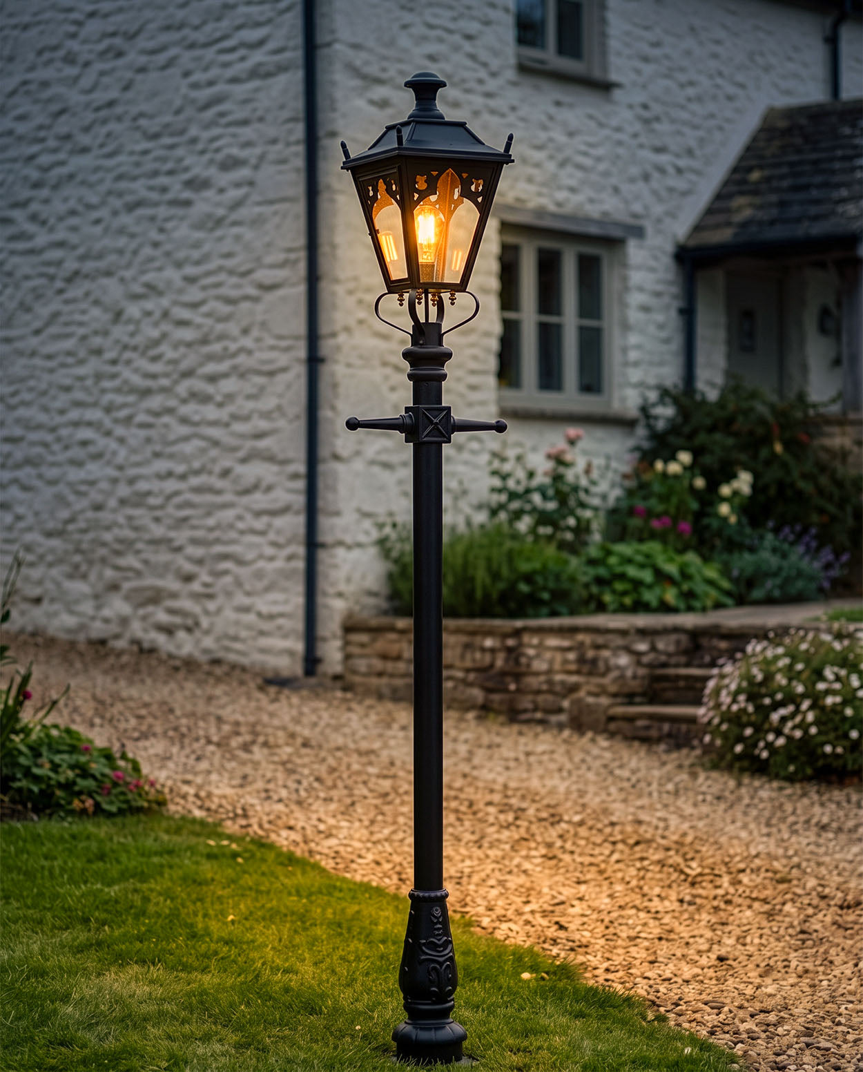 Gothic Lamp Post Black 2.3m Digital Illustration At Night 