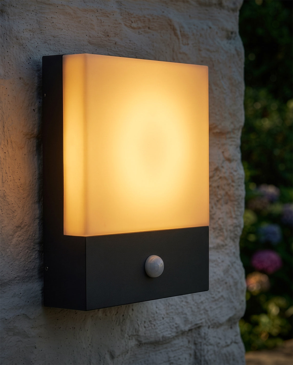 'Rydal' LED Wall Light With PIR Sensor Digital Illustration At Night