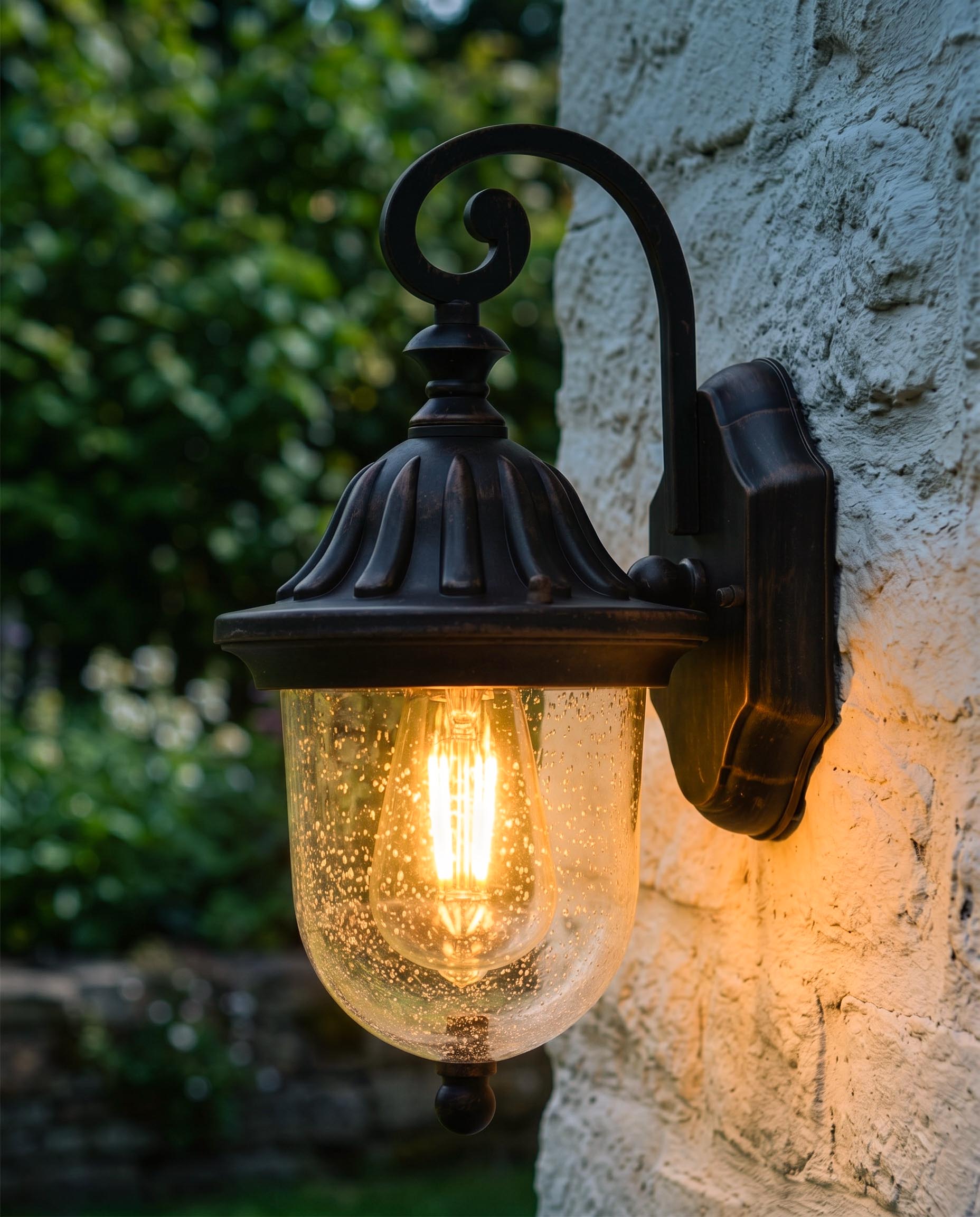 'Anderson' Copper Traditional Outdoor Top Fix Wall Light Digital Illustration At Night