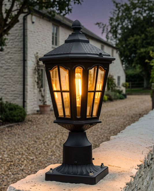 'Binfield' Black Pillar Light Digital Illustration AT Night 