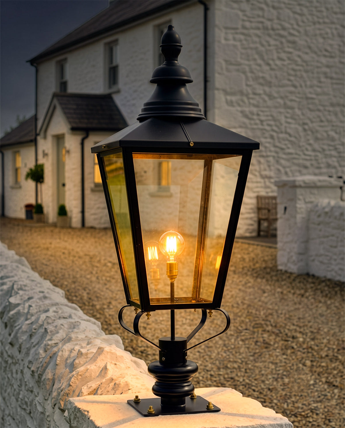 Black 'Rochester' Pillar Light - 105cm Digital Illustration At Night