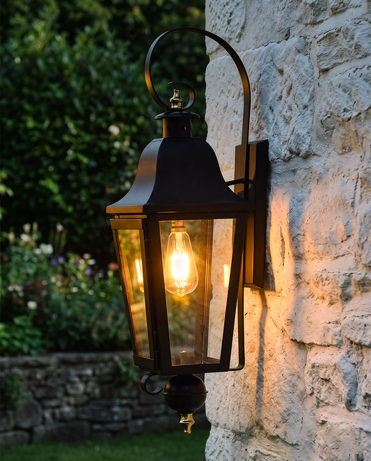 'Devonshire' Black Wall Lantern Digital Illustration At Night