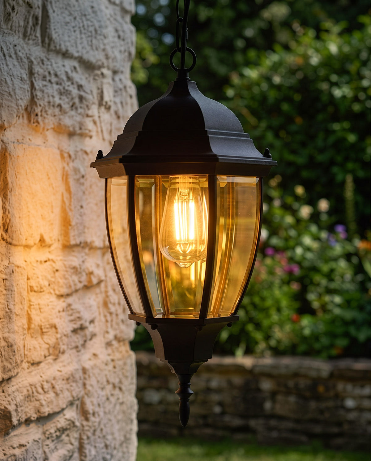 'Hampden' Traditional Chain Hanging Lantern - Medium Digital Illustration At Night