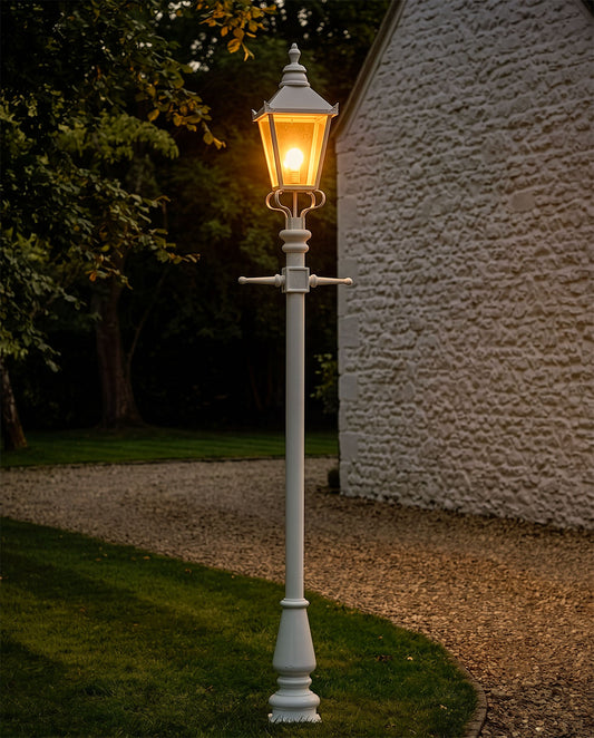 White Victorian Lamp Post - 2.3m Digital Illustration At Night