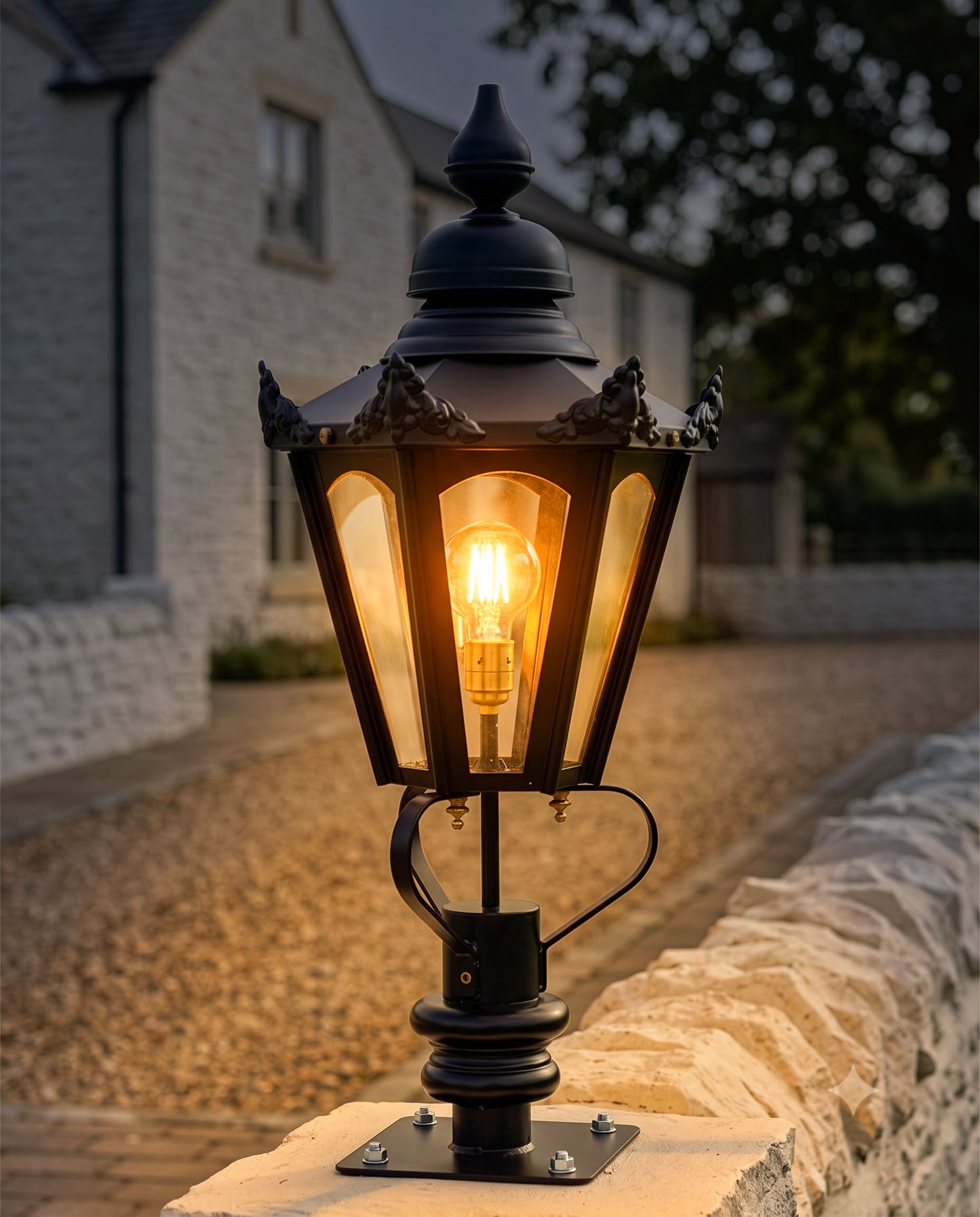 Black Hexagon Entrance Light Set - 86cm Digital Illustration At Night 