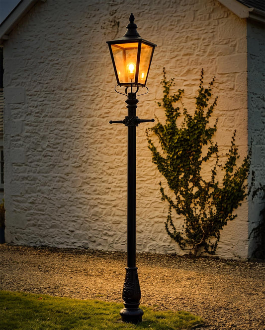 Large Black "Eastrington" Deluxe Lamp Post Set 3.4m Digital illustration At Night