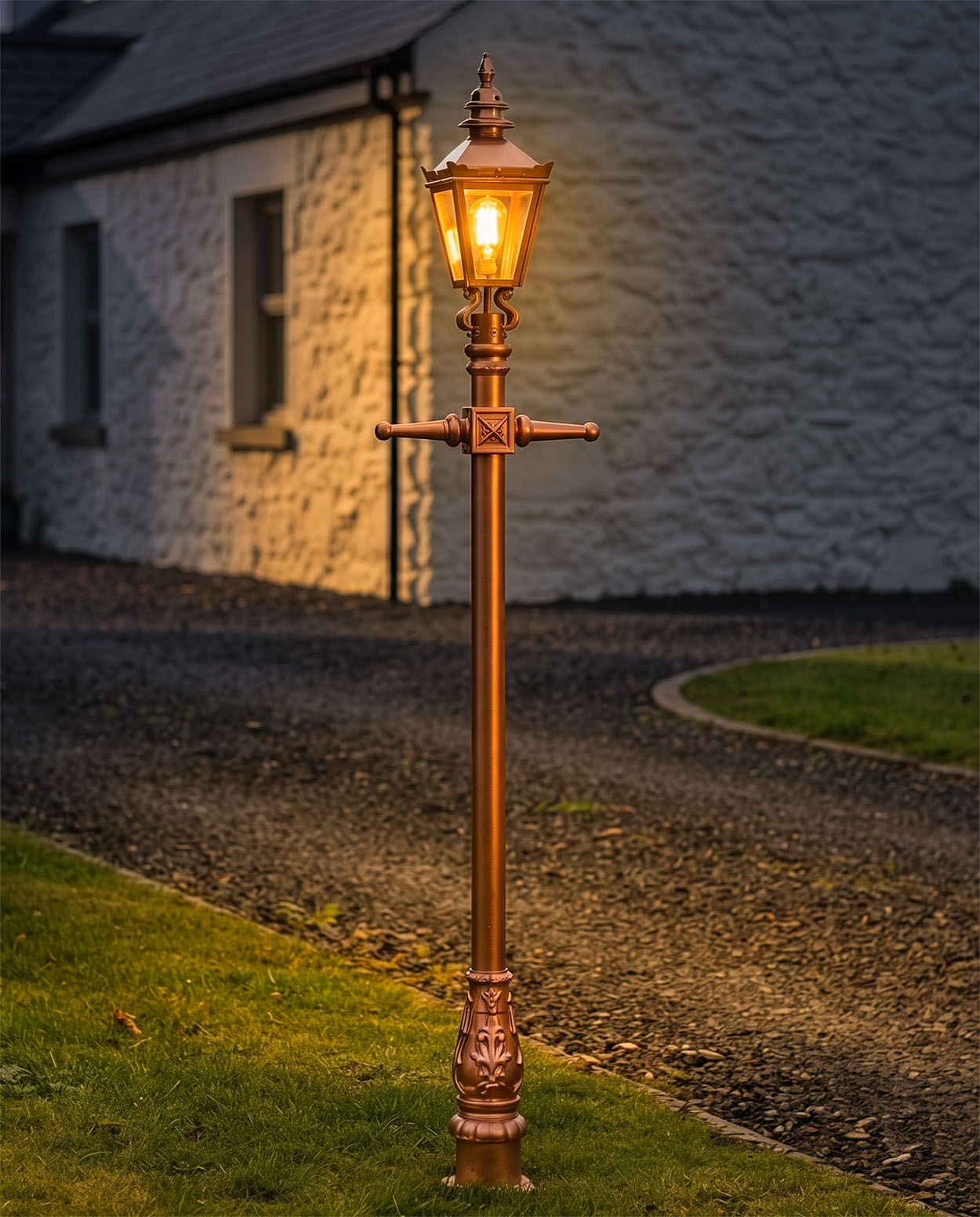 Copper and Rose Gold Finish Kensington Lamp Post 2.25m Digital Illustration At Night 