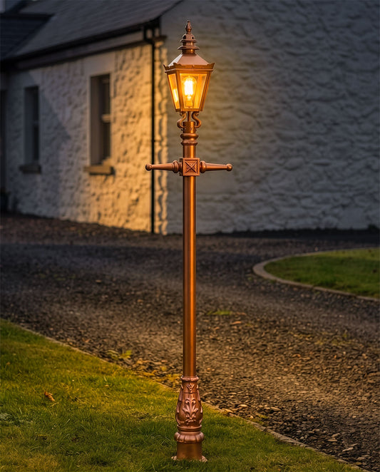 Copper and Rose Gold Finish Kensington Lamp Post 2.25m Digital Illustration At Night 