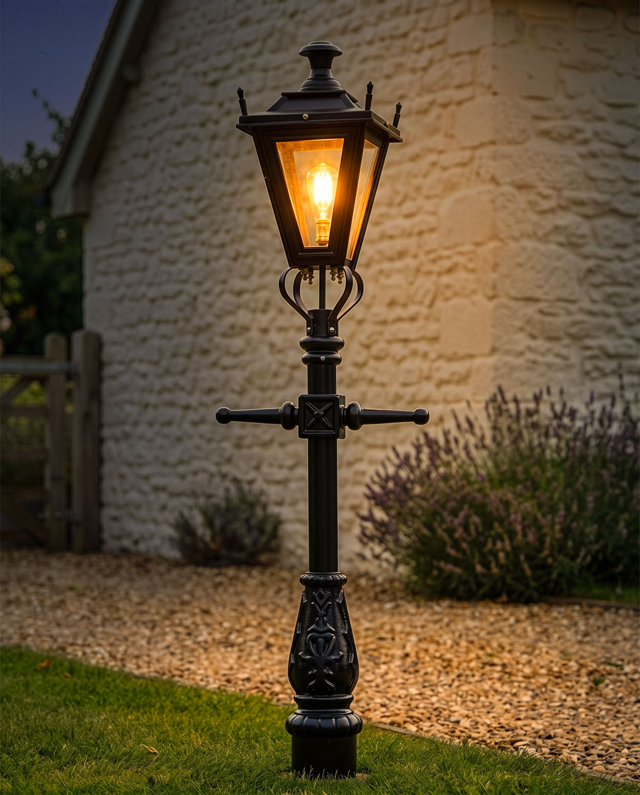 Black 'Dorchester' Miniature Lamp Post - 1.5m Digital Illustration At Night 