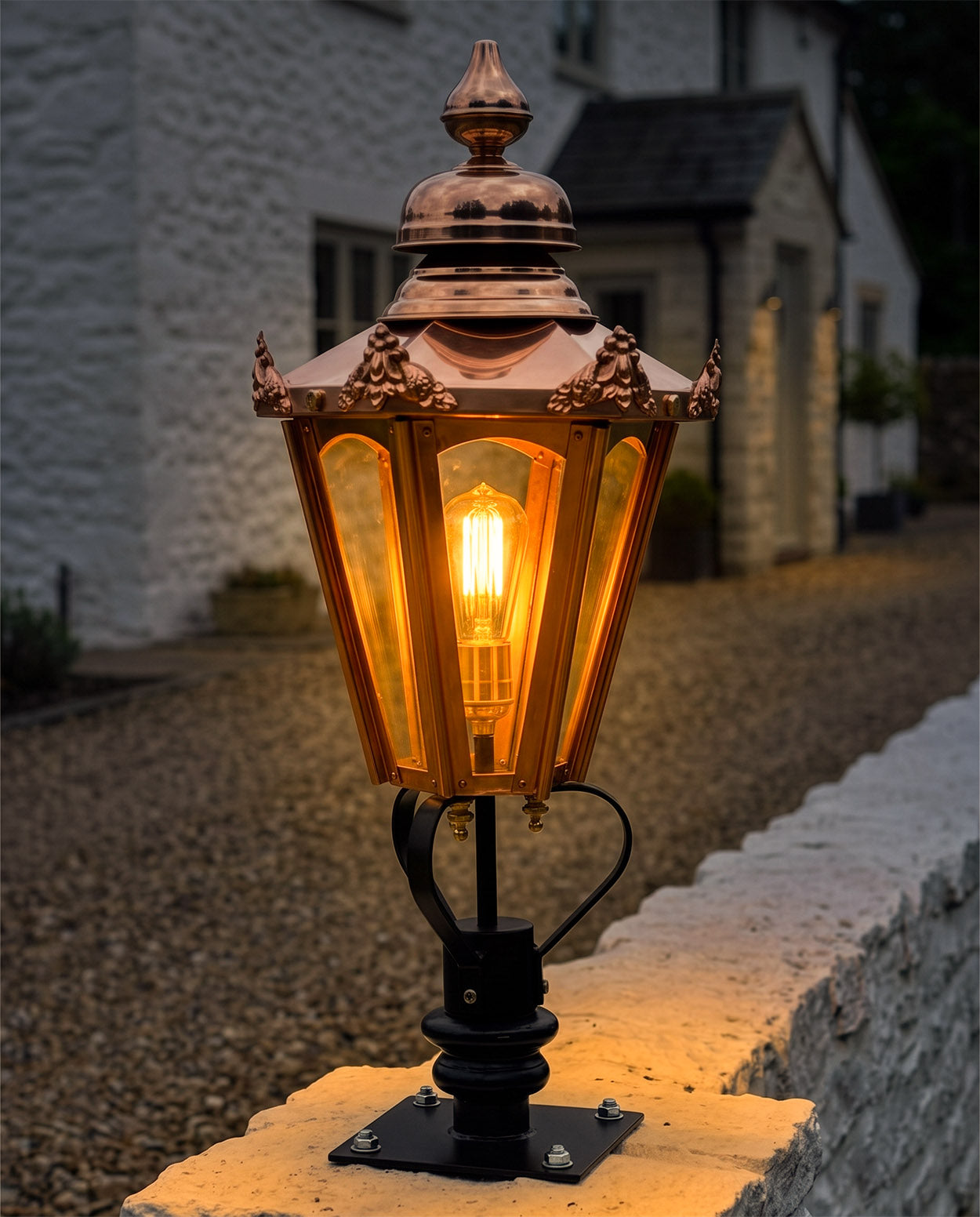 Copper Hexagon Entrance Light Set - 76cm Digital Illustration At Night