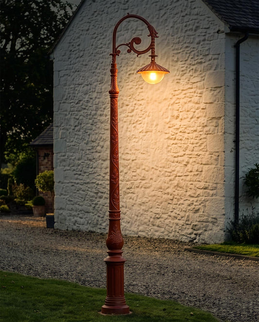3.1m Antique Red Deluxe Cast Iron Lamp Post Digital Illustration At Night 