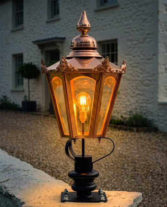 Copper Hexagon Entrance Light Set - 102cm Digital Illustration At Night 