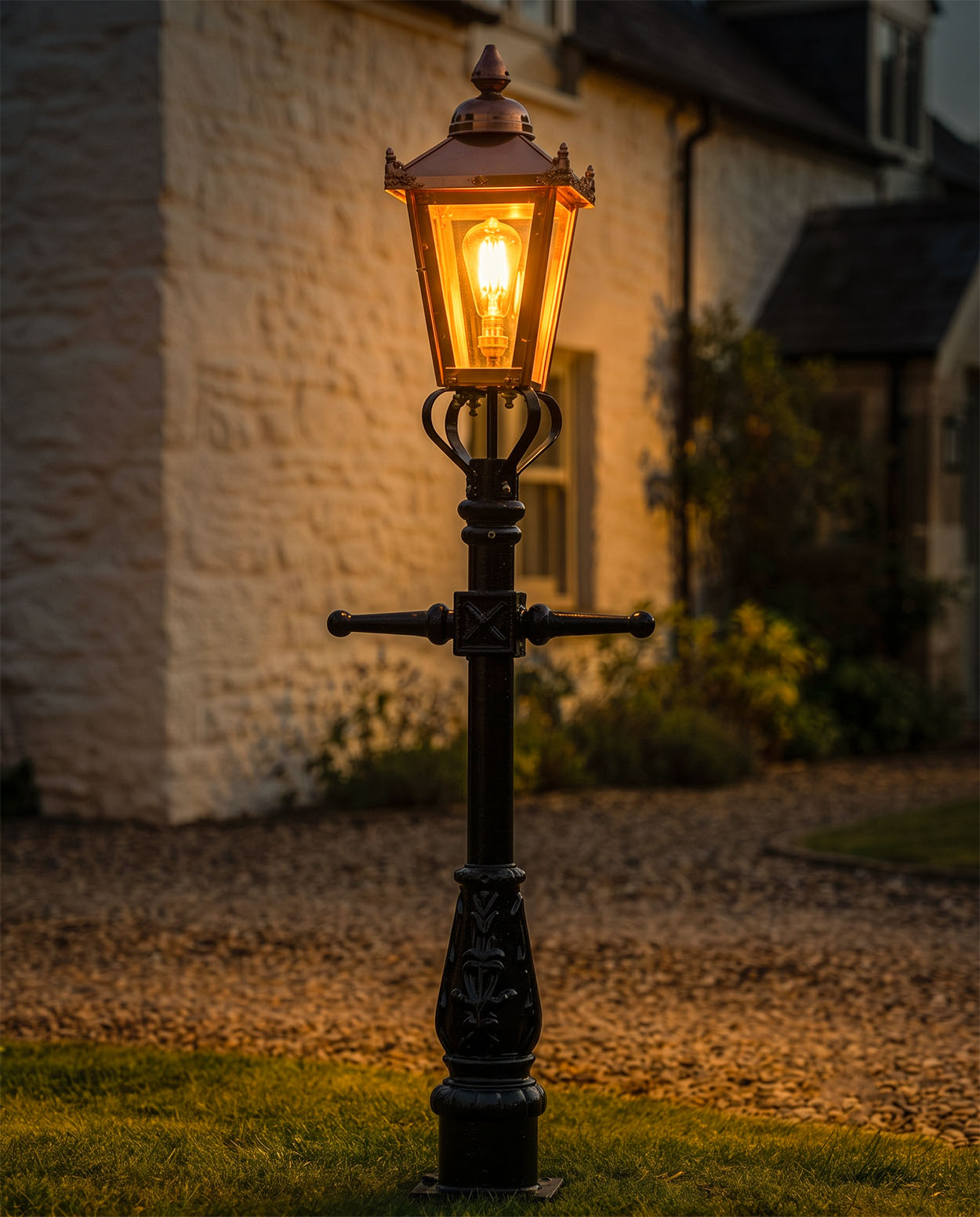 Copper Victorian Miniature Lamp Post - 1.5m Digital Illustration AT Night 