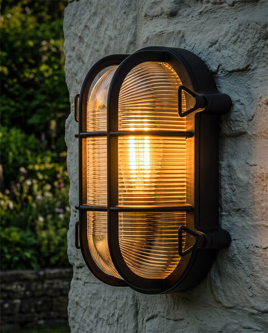 'Dunham' Large Black Maritime Wall Light Digital illustration At Night 