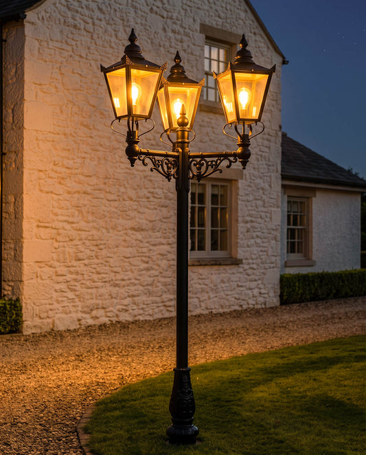 The Deluxe 3m Victorian Triple Headed Lamp Post Digital Illustration At Night