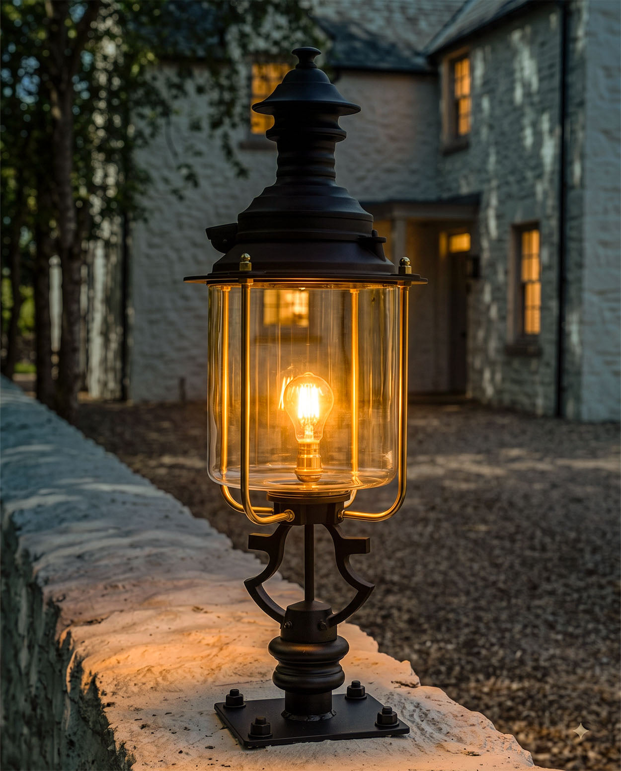 Belgravia Pillar Top Lantern - 117cm Digital illustration At night 