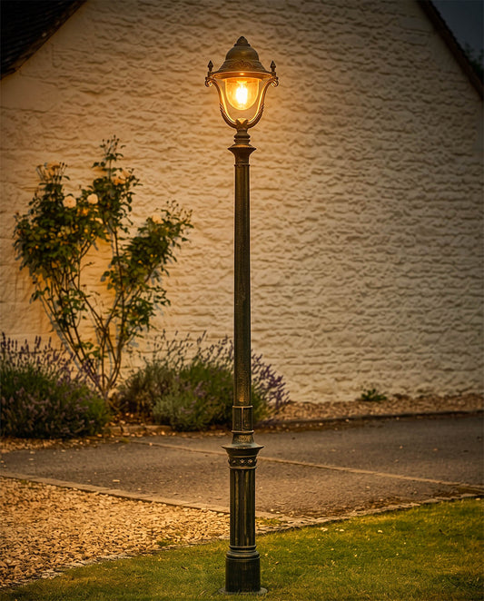 2.5m Olive Green Gothic Cast Iron Lamp Post