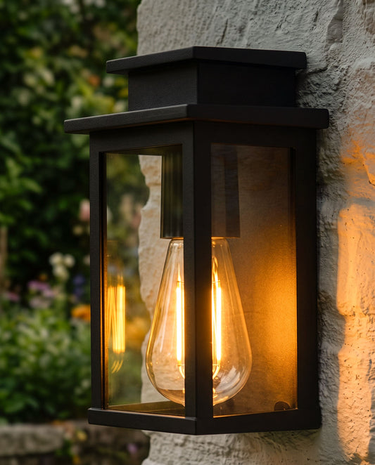 'Burford' Contemporary Outdoor Wall Light Digital Illustration At Night