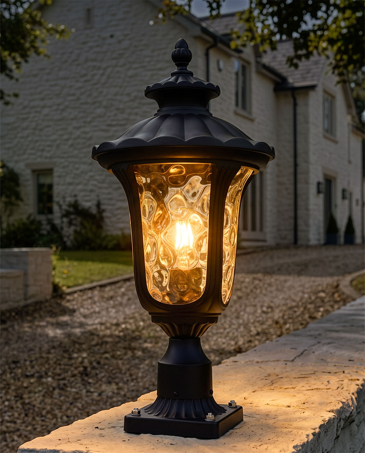'Wootton' Pillar Light Digital Illustration At Night