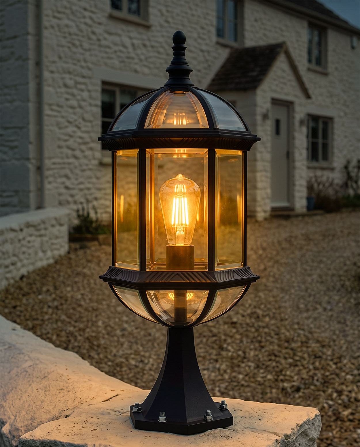 Glass 'Avis Cavea' Dome Pillar Light Digital Illustration At Night