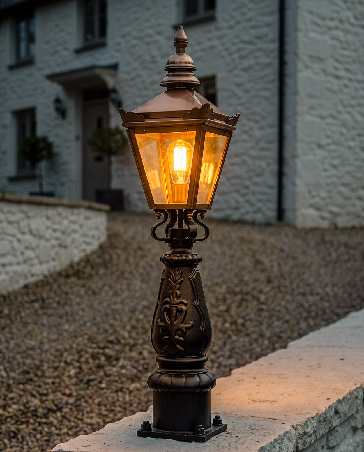 Copper Mini Post Set - Ideal For Entrances Digital Illustration At Night 