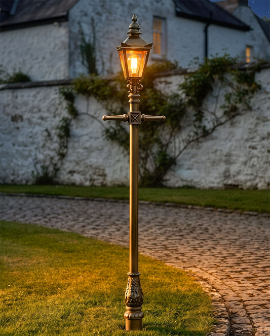 Brass and Gold Finish 'Kensington' Lamp Post 2.25m Digital Illustration At Night 