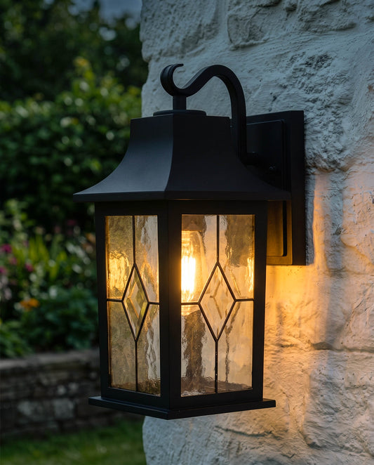 Black Traditional Rectangular Top Fix Wall Light Digital Illustration At Night